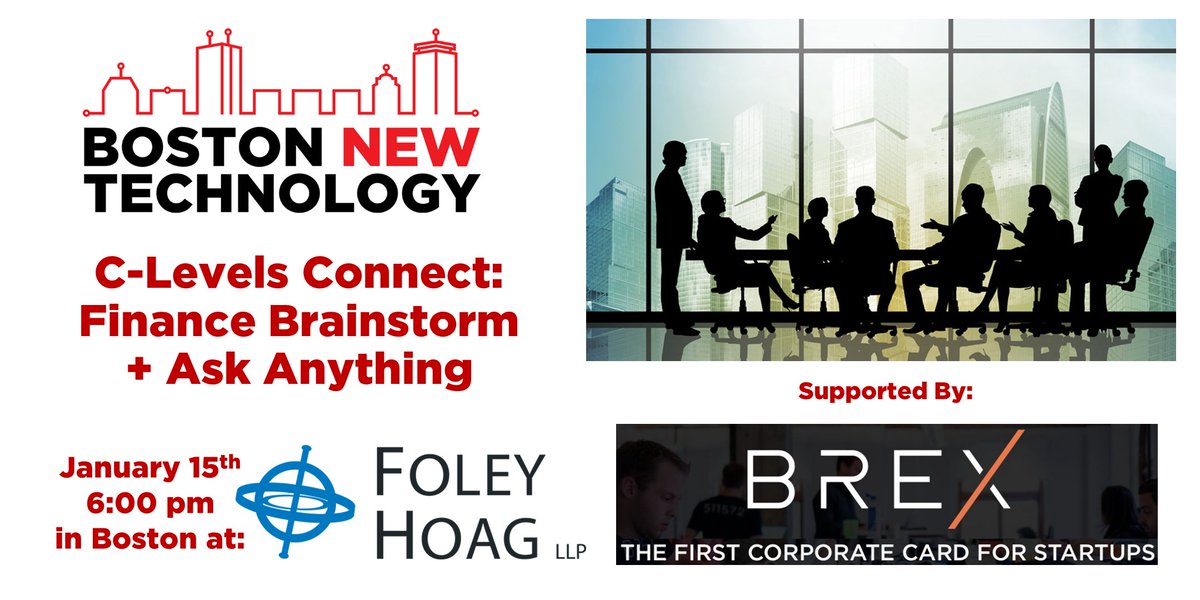BostonNewTech's tweet photo. Join @BostonNewTech #CLevels Connect: #Business #Finance Brainstorm + Ask Anything!
Feat @AlecStern @BradBlazar1 @Prithvit @CERequena
1/15 at #LawFirm @FoleyHoag in #Boston #MA
Free for #FundedStartups:
https://t.co/mUa3NDVEk6
#BostonCLevels https://t.co/eH6jaWYtYy