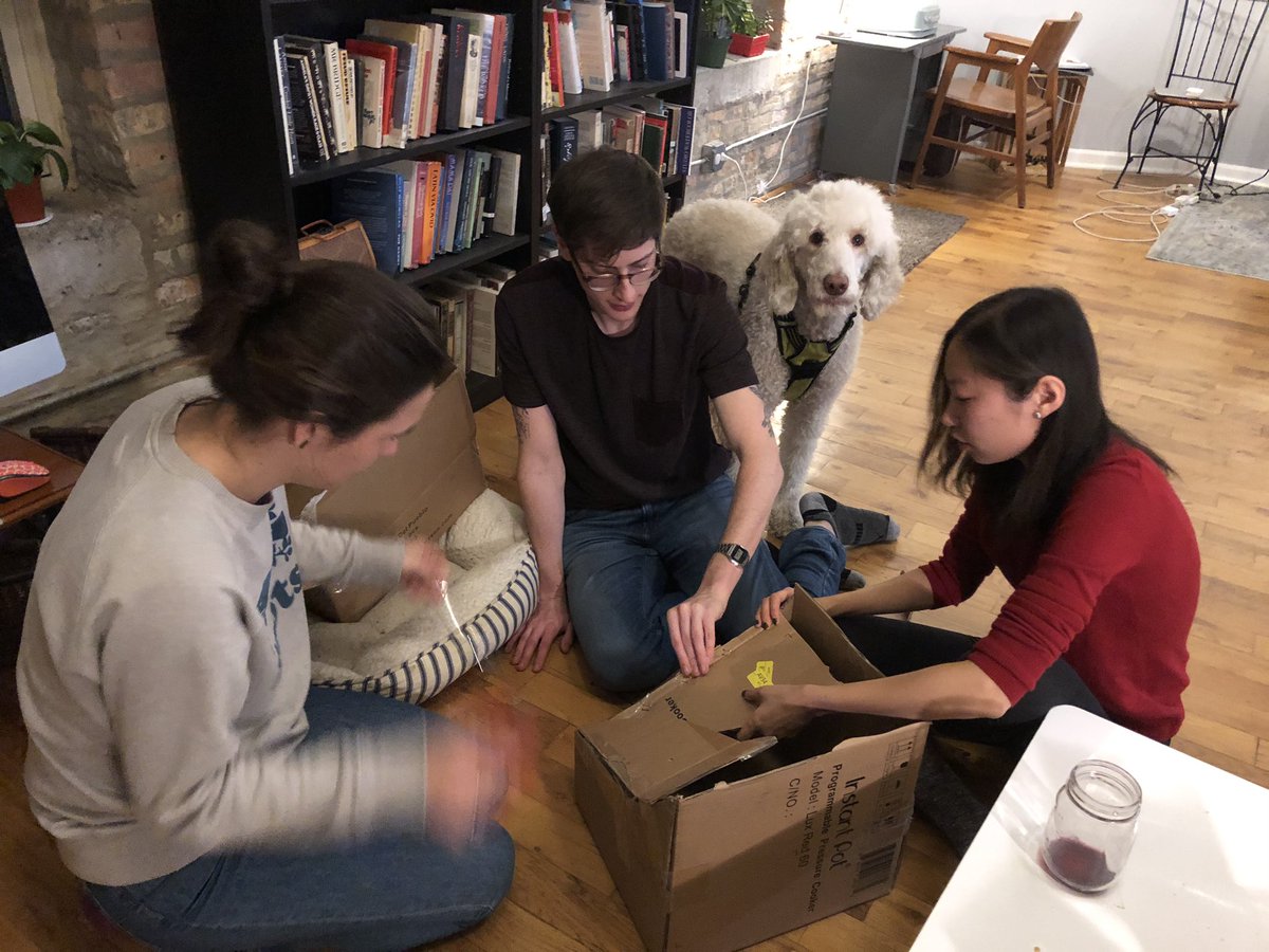 VanmeterKVM's tweet photo. A very fun first holiday party for #VanMeterLab! We made a great 3D watershed with agricultural and urban contamination. Even excessive road salt application around the Sears Tower! #WelcomeToTheAnthropocene #GingerbreadYourScience https://t.co/aH81Oq518P