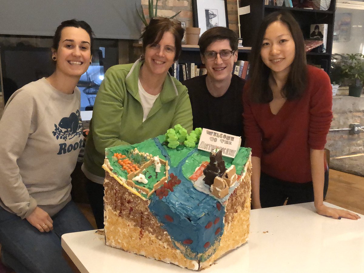 VanmeterKVM's tweet photo. A very fun first holiday party for #VanMeterLab! We made a great 3D watershed with agricultural and urban contamination. Even excessive road salt application around the Sears Tower! #WelcomeToTheAnthropocene #GingerbreadYourScience https://t.co/aH81Oq518P