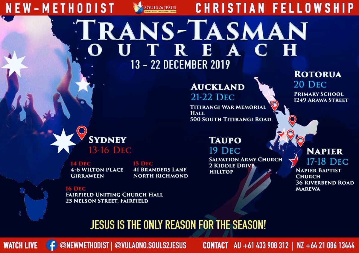 souls2Jesus's tweet photo. Praise the Lord. This season Try JESUS who is the solution to all your problems no.matter what. See poster for details, you are all welcome to join us. Spread the Gospel #JESUStheReasonFortheSeason #NCF #WinSoulsToJesusAtAnyCost #Auckland #Roturua #Fiji #STJ #GodsConsumingFire19 https://t.co/8niKrHIqYK