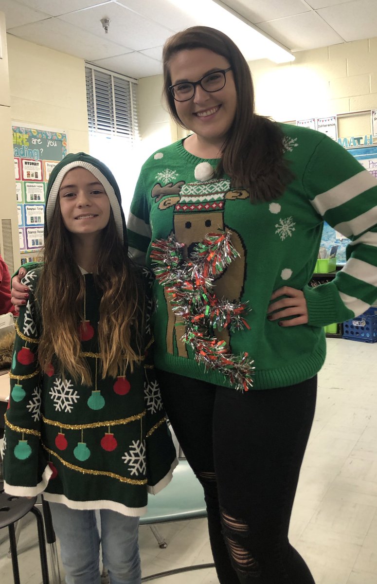 msentwistleBCPS's tweet photo. Spirit Week has been so much fun- loved dressing like one of my students &amp; rocking our holiday sweaters! Can’t wait for PJs tomorrow! @SenecaElem https://t.co/Z5AJzQQqmu