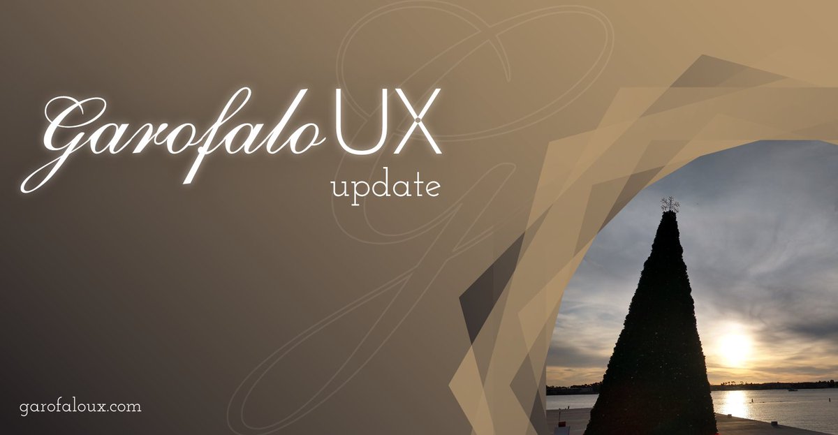 GarofaloUX's tweet photo. Garofalo UX update (19-December-2019) https://t.co/BMUrysOjJz #ux #uxsandiego #userexperience #uxdesign #uxstrategy #uxconsulting #uxtraining #uxbootcamp #uxseminar https://t.co/c189pUSHDW