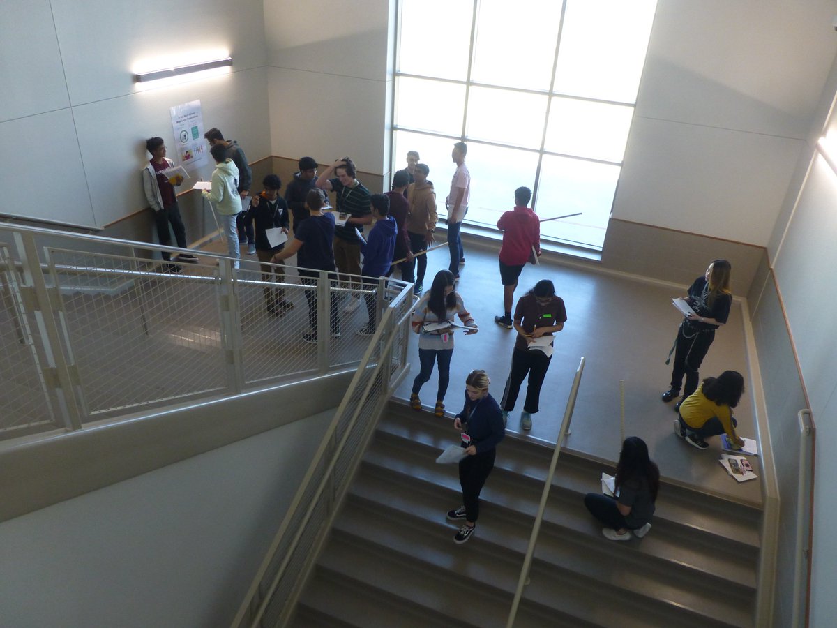 LTHS_science's tweet photo. AP Physics 1 students on the staircase learning about work and power! #blazerbattles @LebanonTrailHS https://t.co/Icm5HWhMun