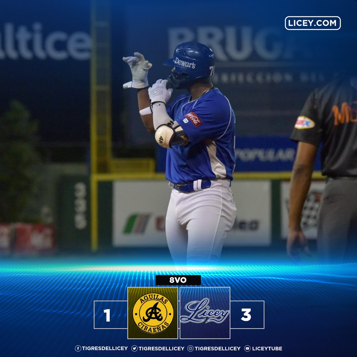 Nos vamos al frente luego de ocho entradas completas en el Estadio Quisqueya Juan Marichal.