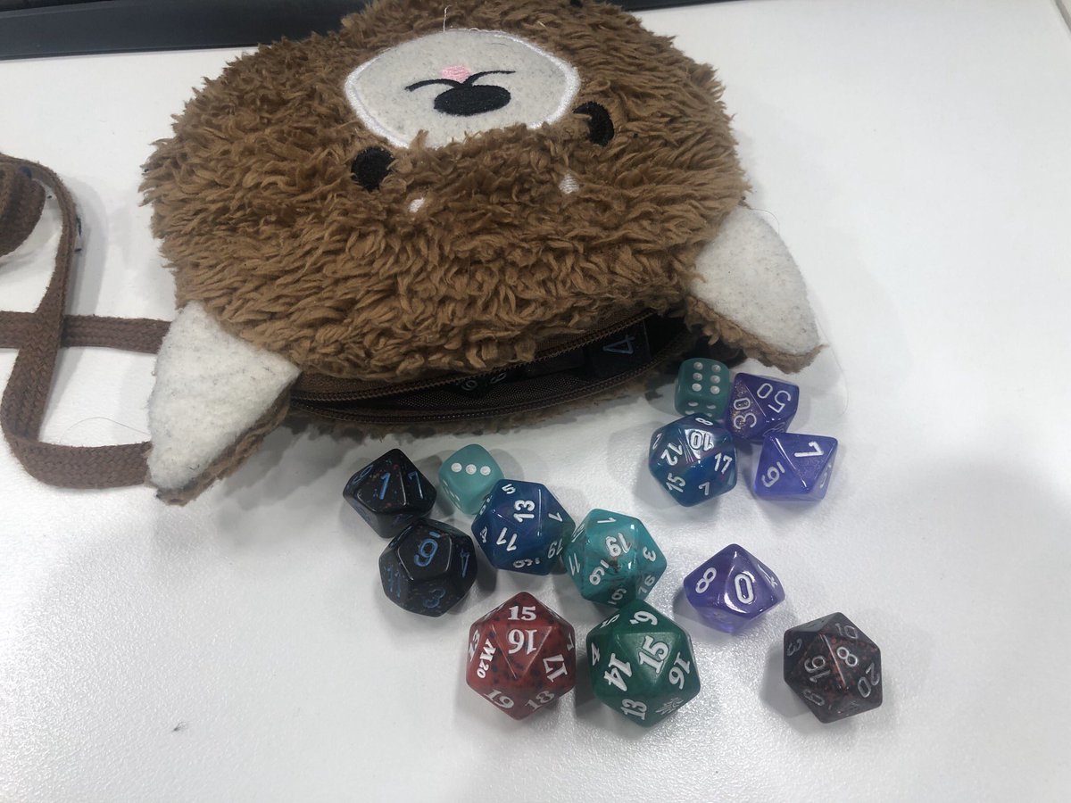 Laika_one's tweet photo. My #FavoriteCardGameAccessory is my Shiba Inu dice pouch I got from Daiso... also my Lilac Dragon Shield Matte sleeves *wink* https://t.co/O8rRub82cE