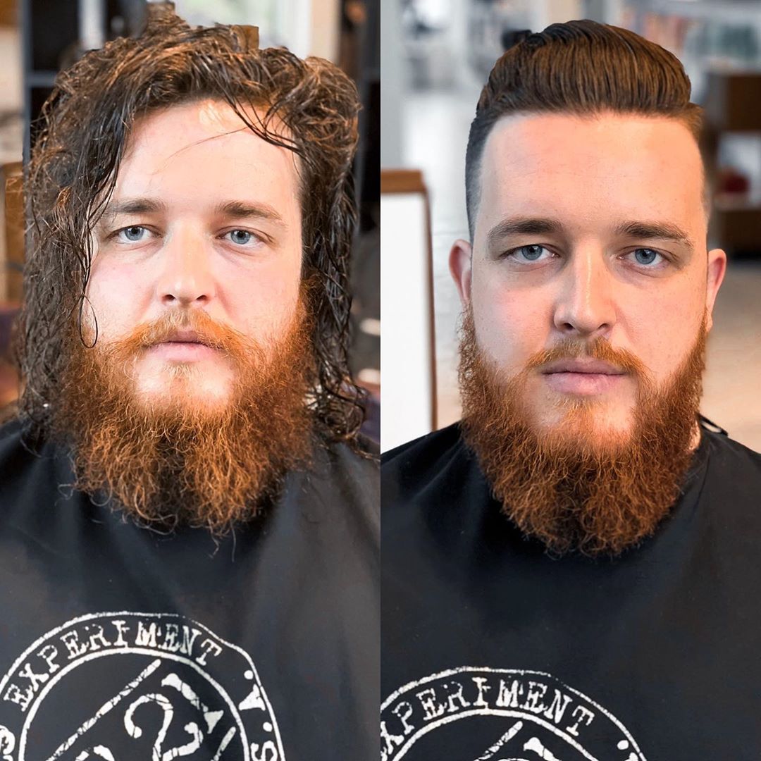 What a transformation! 😲 @jaggerjamessalon got this style on point with @1821manmade! 
.
#1821manmade #salonservicegroup #1821grooming #spoilhim