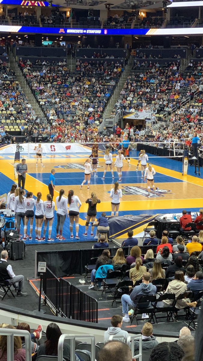 ericajday's tweet photo. NCAA semis.  Wisconsin in 4 great sets.  Stanford/Minnesota now. #AVCAConvention #NCAAVB https://t.co/dEQN5xpYai