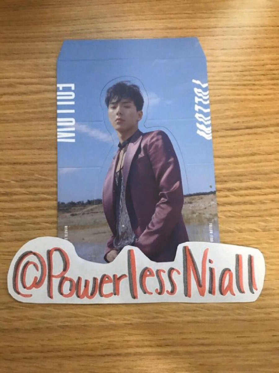 PowerlessNiall's tweet photo. Monsta X wtt
Album: follow
Have: shownu stand
Want: hyungwon stand, minhyuk pc v4 from follow, seventeen an ode pc (SC(priority), DN(priority), HS, SK) 
Located: USA 🇺🇸 
Ww: prefer to not but tracked shipping if ww thank you😊
DM for proofs or they are on my previous tweet https://t.co/h0wwkgpxl9