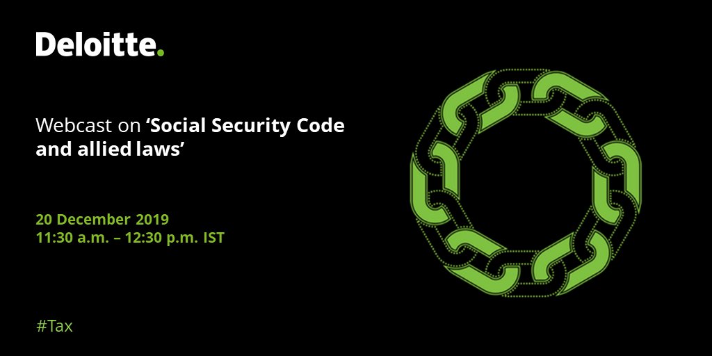DeloitteIndia's tweet image. Tune in to the webcast today at 11:30 a.m. for a deep dive into the #SocialSecurityCode and allied laws. Click here to join: deloi.tt/38PS0KP #LabourCodes #Tax