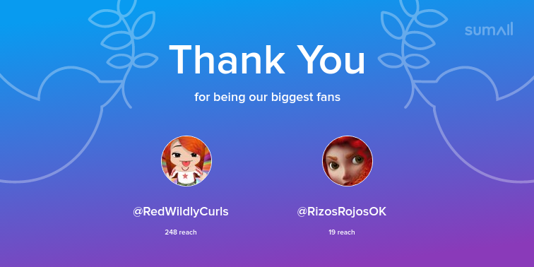 AudifyP's tweet photo. Our biggest fans this week: RedWildlyCurls, RizosRojosOK. Thank you! via https://t.co/O6CrX7lz1t https://t.co/VWNnmS6vQG