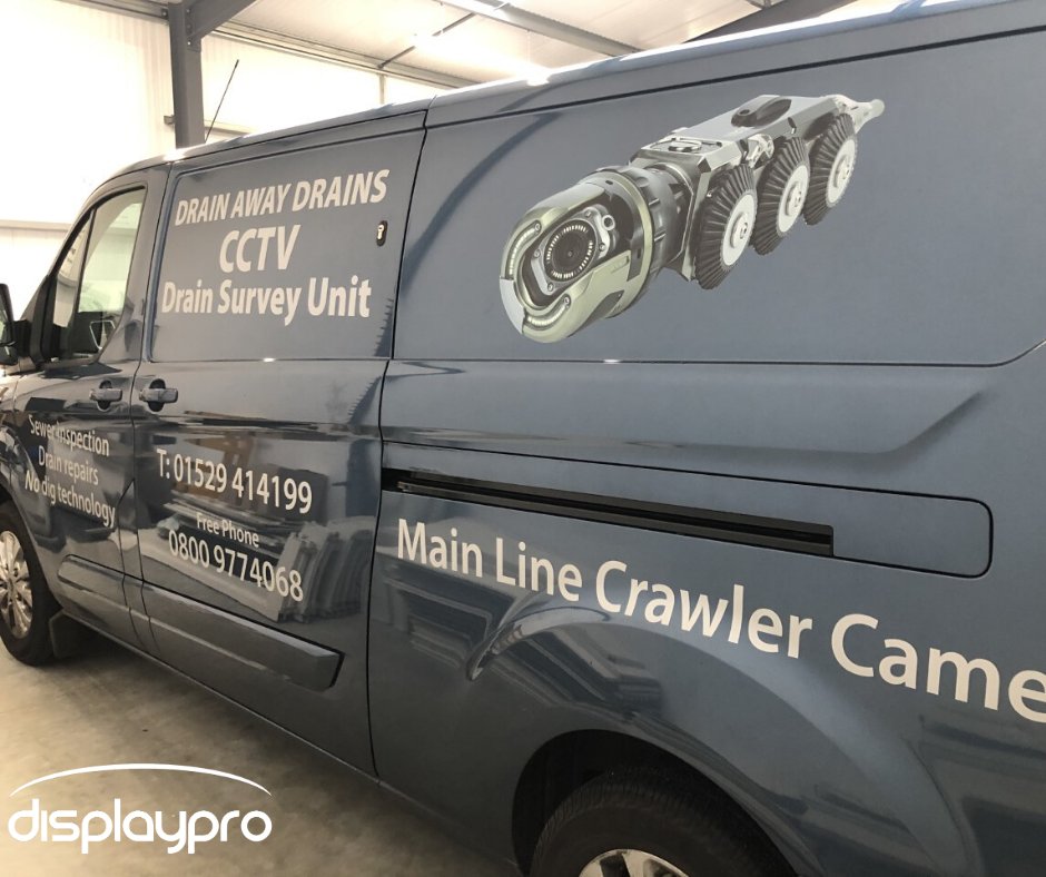 DisplayproLincs's tweet photo. @drainawaydrains New Crawler Camera Unit Van with vehicle Graphics designed, supplied and fitted by our team at Display Pro.

Would you like your van signwriting? Give us a call today on 01529 303168, or pop in and speak to a member of our team! https://t.co/8fPkEbrUla