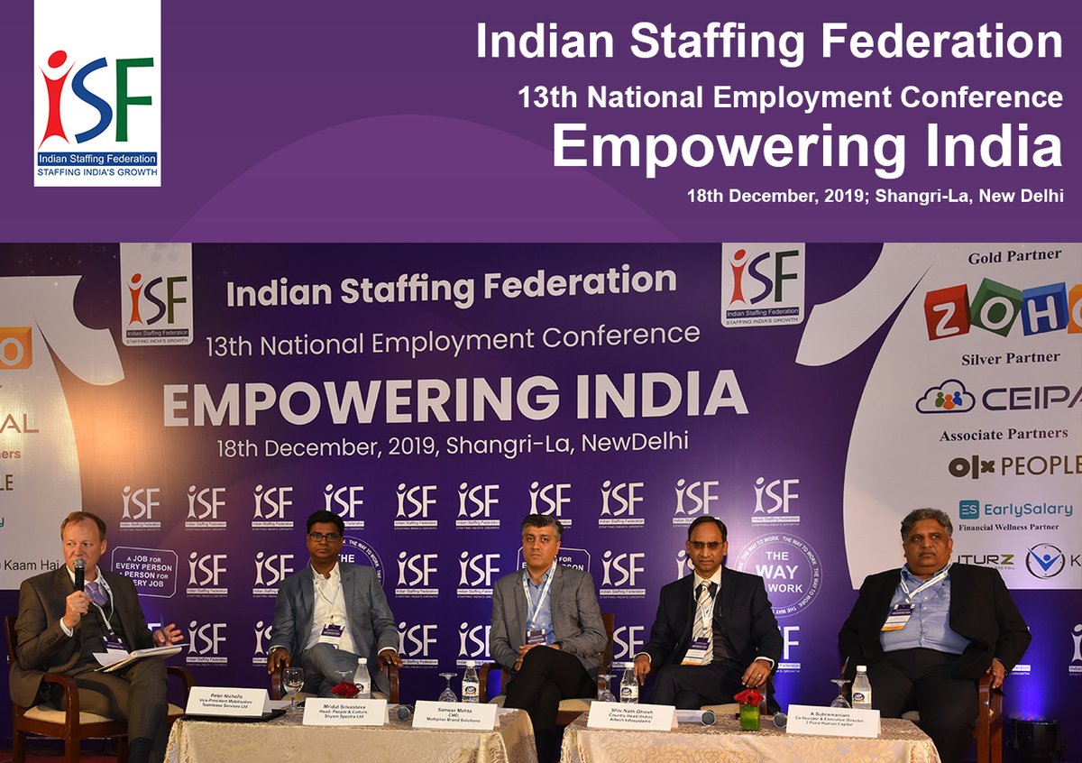 ISFederation's tweet photo. We thank our prominent panelists for being a part of ISF 13th National Employment Conference- Session 3 on 18th Dec at Shangri-La, Delhi, and sharing their insights on WORKPLACE TECHNOLOGIES – WHERE TO INVEST AND WHEN?
@TeamLease @artechinfo
#ISF13NEC #empoweringindia https://t.co/8Z6P10oRO9