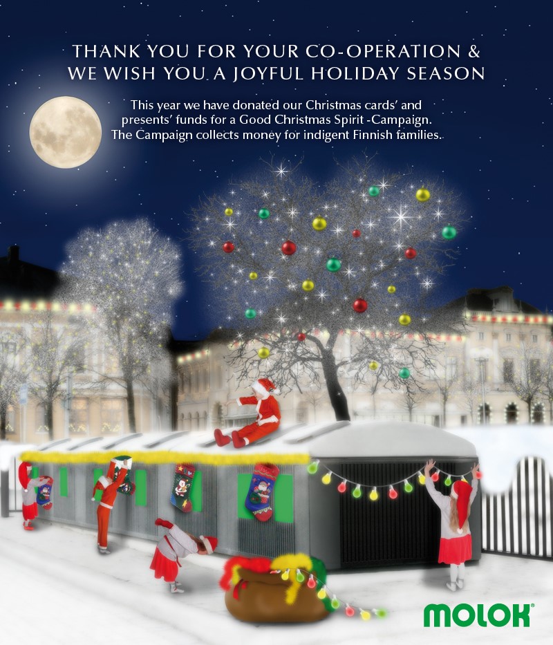 MolokLtd's tweet photo. Molok team wants to thank for 2019 and wishes everyone a peaceful holiday season!✨🎄 Let's continue working on responsible actions and waste solutions in 2020🌎♻️🌱
#molok #circulareconomy #ratkaisevatekijä #kiertotalous https://t.co/OW71IToPzB