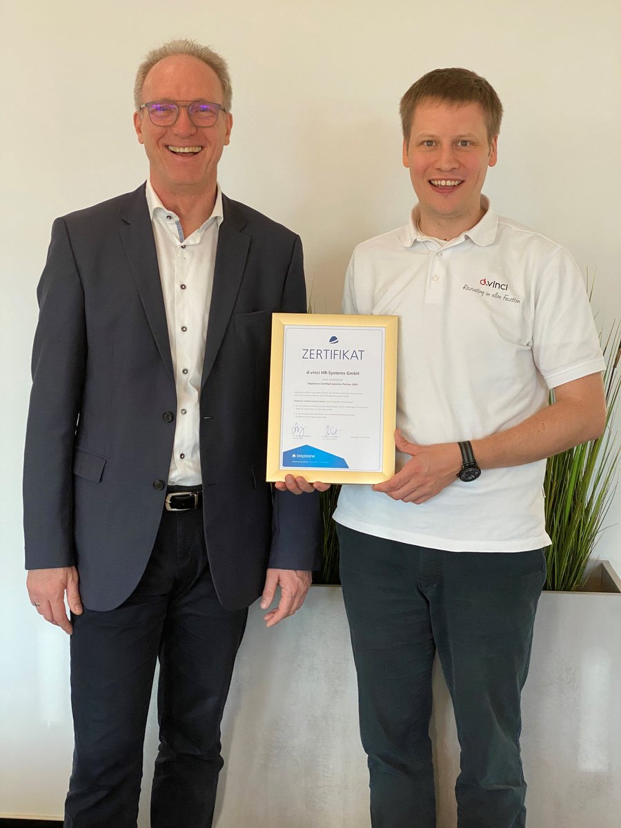 d.vinci HR (@dvincihr) on Twitter photo Vielen Dank <a href="/stepstone_de/">Stepstone.de</a> für das tolle Zertifikat für technisches Know-how und die erfolgreiche Partnerschaft. Wir freuen uns auf ein weiteres, gemeinsames Jahr 2020! Vielen Dank <a href="/stepstone_de/">Stepstone.de</a> für das tolle Zertifikat für technisches Know-how und die erfolgreiche Partnerschaft. Wir freuen uns auf ein weiteres, gemeinsames Jahr 2020!