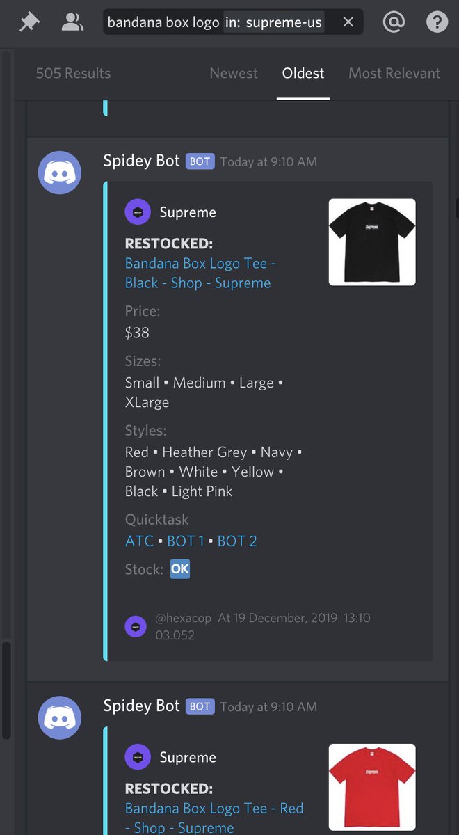 hexacopgroup's tweet photo. Caught all bandana box logo tee drops and restocks! Join for only $19.99 --- Link in bio! https://t.co/O8N51yJDWE