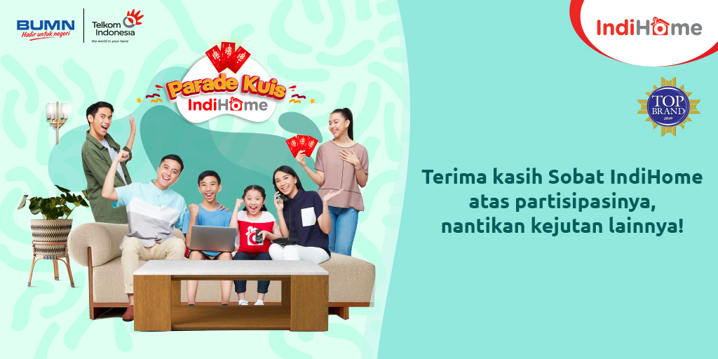 IndiHome's tweet photo. Terima kasih atas partisipasi Sobat dalam #ParadeKuisIndiHome!

Bagi yang belum beruntung, ikuti dan pantau terus seluruh media sosial resmi IndiHome untuk keseruan lainnya.

#IndiHomeSeruTerus #KuisIndiHome https://t.co/Lb0INWqV0x