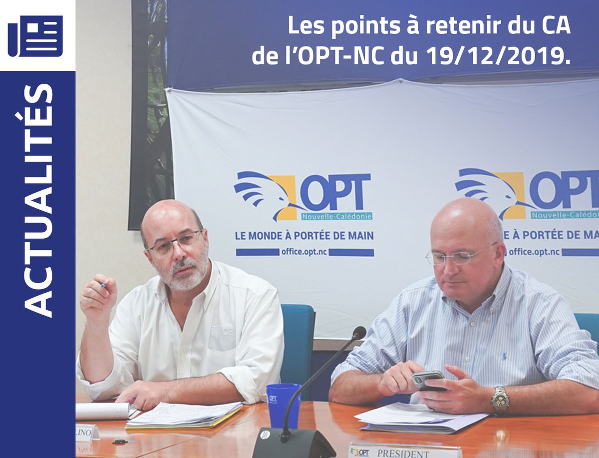 [CONFÉRENCE DE PRESSE]

▶️ Une conférence de presse s'est tenue ce matin pour aborder les différentes délibérations approuvées par le conseil d'administration de l'OPT-NC le 19 décembre 2019. 

▶️ Pour en savoir plus : bit.ly/2tCB8H9