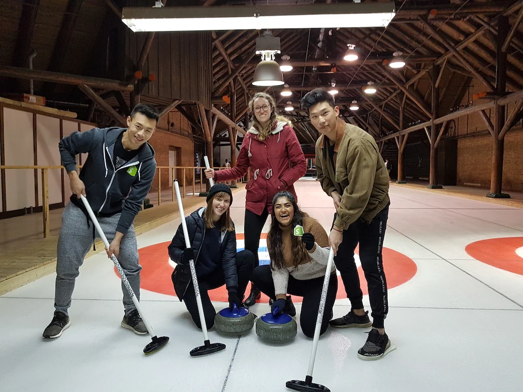 Interns Curling at Shopify Intern Summit Fall 2019