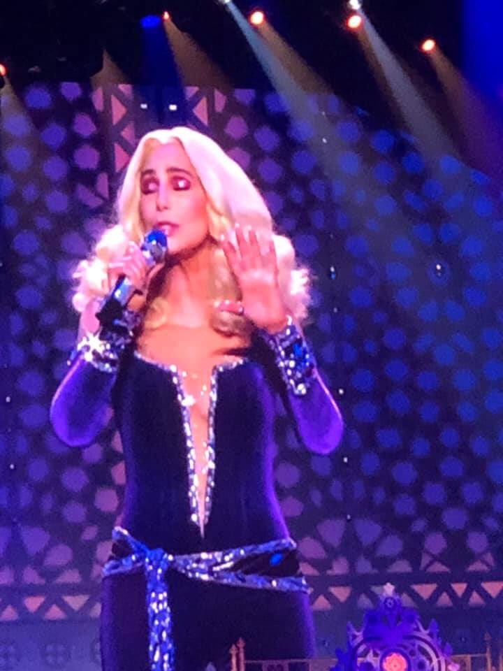 GourleyCarla's tweet photo. CHER!  She was amazing!  Vegas Show goes on tour ❤️ @cher is 73!!!! #lastminuteconcert #believe #ificanturnbacktime #abba #sonnyandcher #burlesque https://t.co/vnQTJV3SHZ