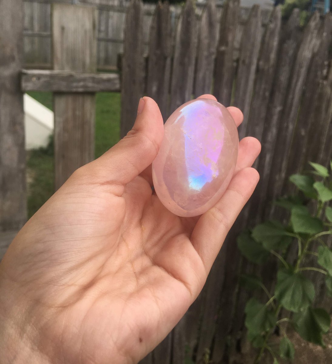 Aura rose quartz, calcite & amazonite palmstones and a black moonstone sphere from the lovely  @LiveeintheLight 