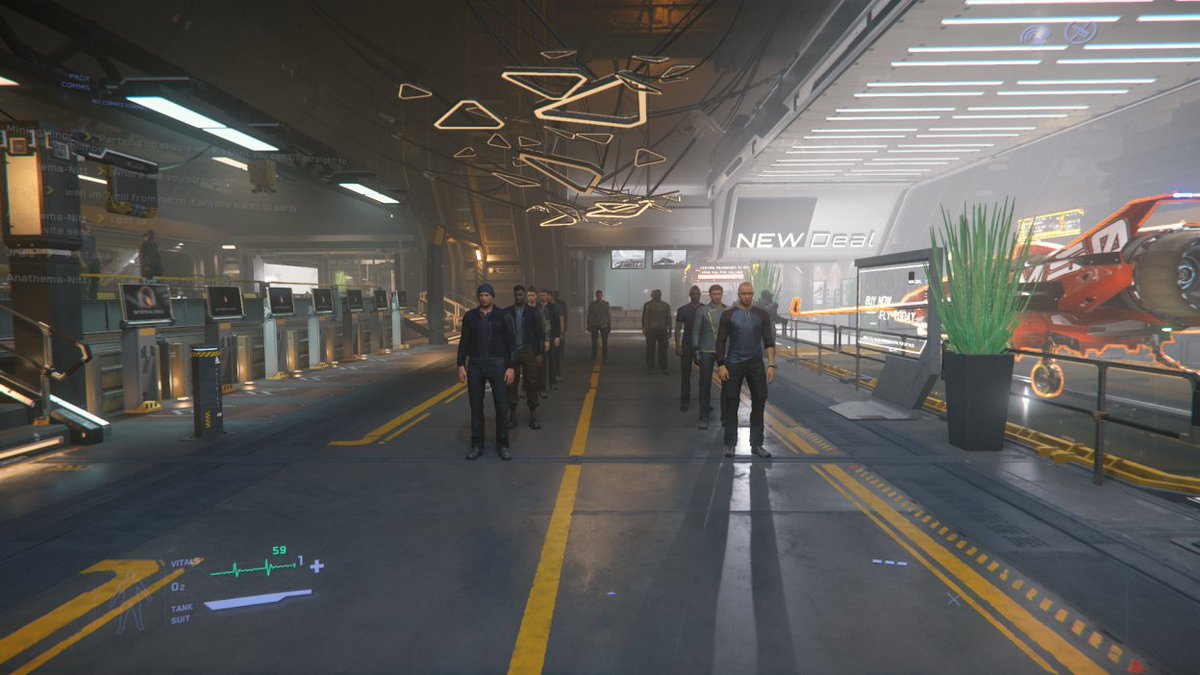 Didn't expect to walk in on an Electric Slide flash mob at #TeasaSpaceport #Hurston #StarCitizen