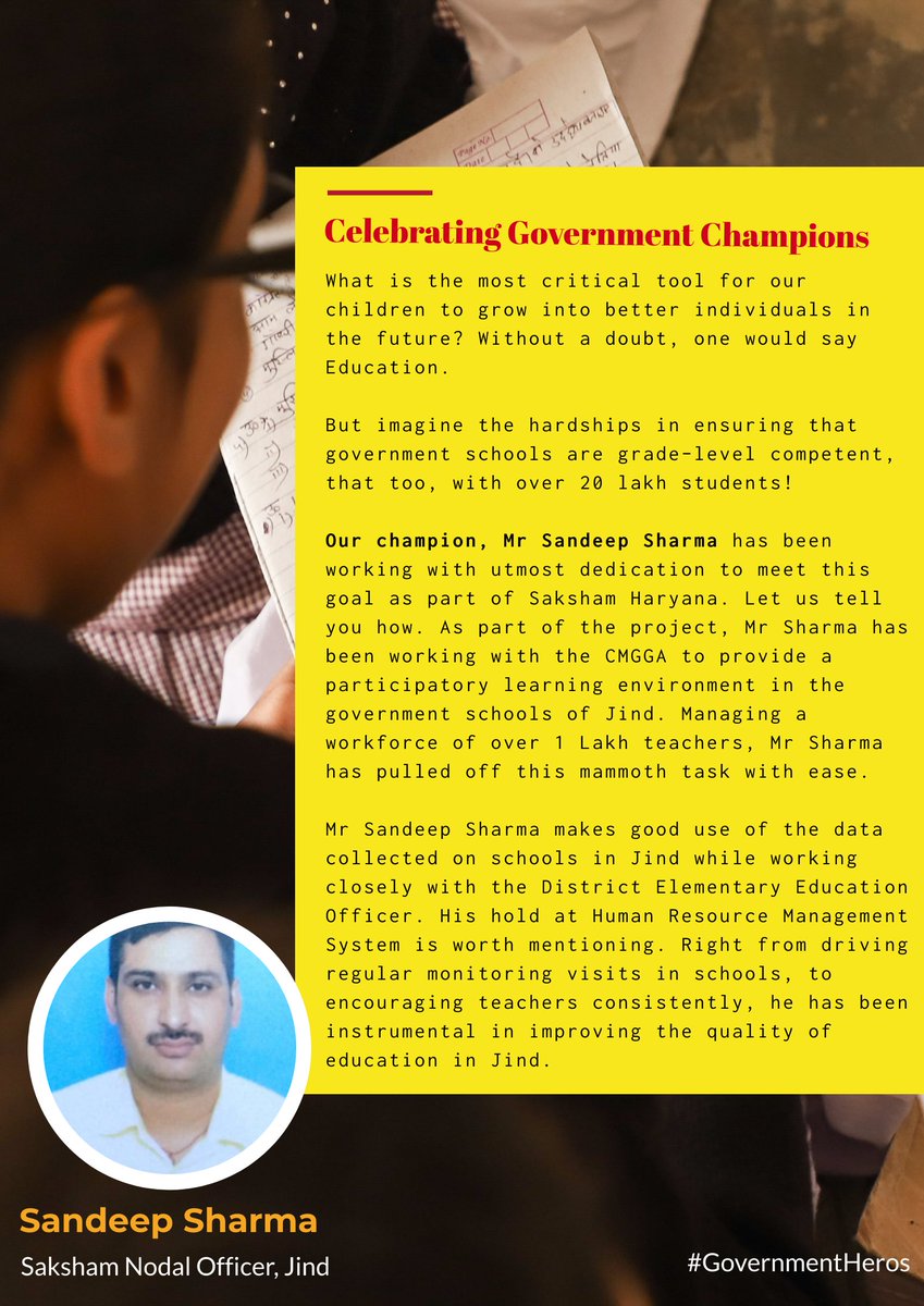 Government stakeholders have a key role to play, whether around decision-making or supporting innovations by #CMGGAs. They made it possible to drive momentum across districts. These are our Champions! And we're thankful for their support. #Governmentchampions