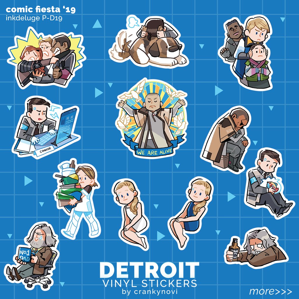 Stickers of Detroit Become Human characters. They're about 6cm x 6cm each