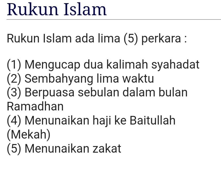 Perkara rukun islam ada 5 5 Rukun