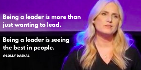 LollyDaskal's tweet photo. Being a leader is more than just wanting to lead.
Being a leader is seeing the best in people. 
~@LollyDaskal https://t.co/ppfSHzIgez #Leadership #Management #TEDTALK #Tedx #Speaker https://t.co/XI1Og4kmBz