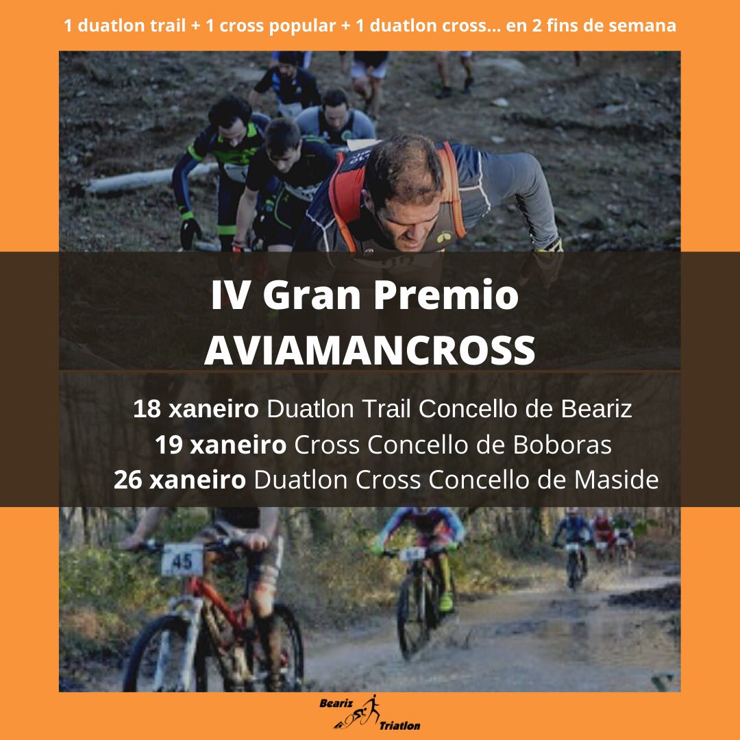 IV Gran Premio #AVIAMANCROSS... 1 #duatlon trail + 1 #cross popular + 1 duatlon cross…en 2 fines de semana. Próximamente máis información 
#aviaman #triatlon #triatlongalicia