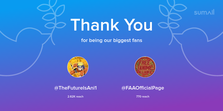PunishableAnime's tweet image. Our biggest fans this week: TheFutureIsAni1, FAAOfficialPage. Thank you! via sumall.com/thankyou?utm_s…