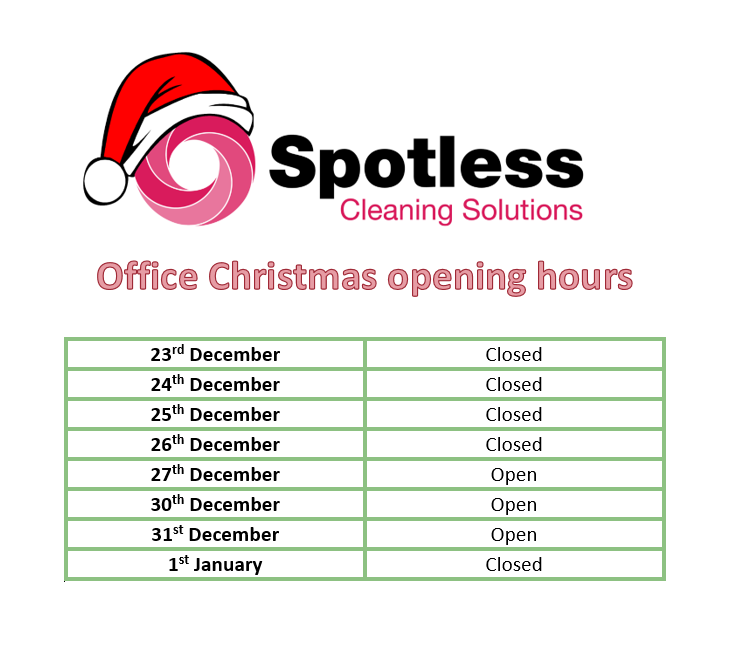 SpotlessClean15's tweet photo. Christmas is coming! Which means are office will be closed for some days!

We are still available 24/7 for emergency cleaning/biohazard cleaning, so please check the website for more information. 

#cleaningcompany  #commercialcleaning #officecleaning #biohazardcleaning #biohaz https://t.co/LEGLgRk6uk