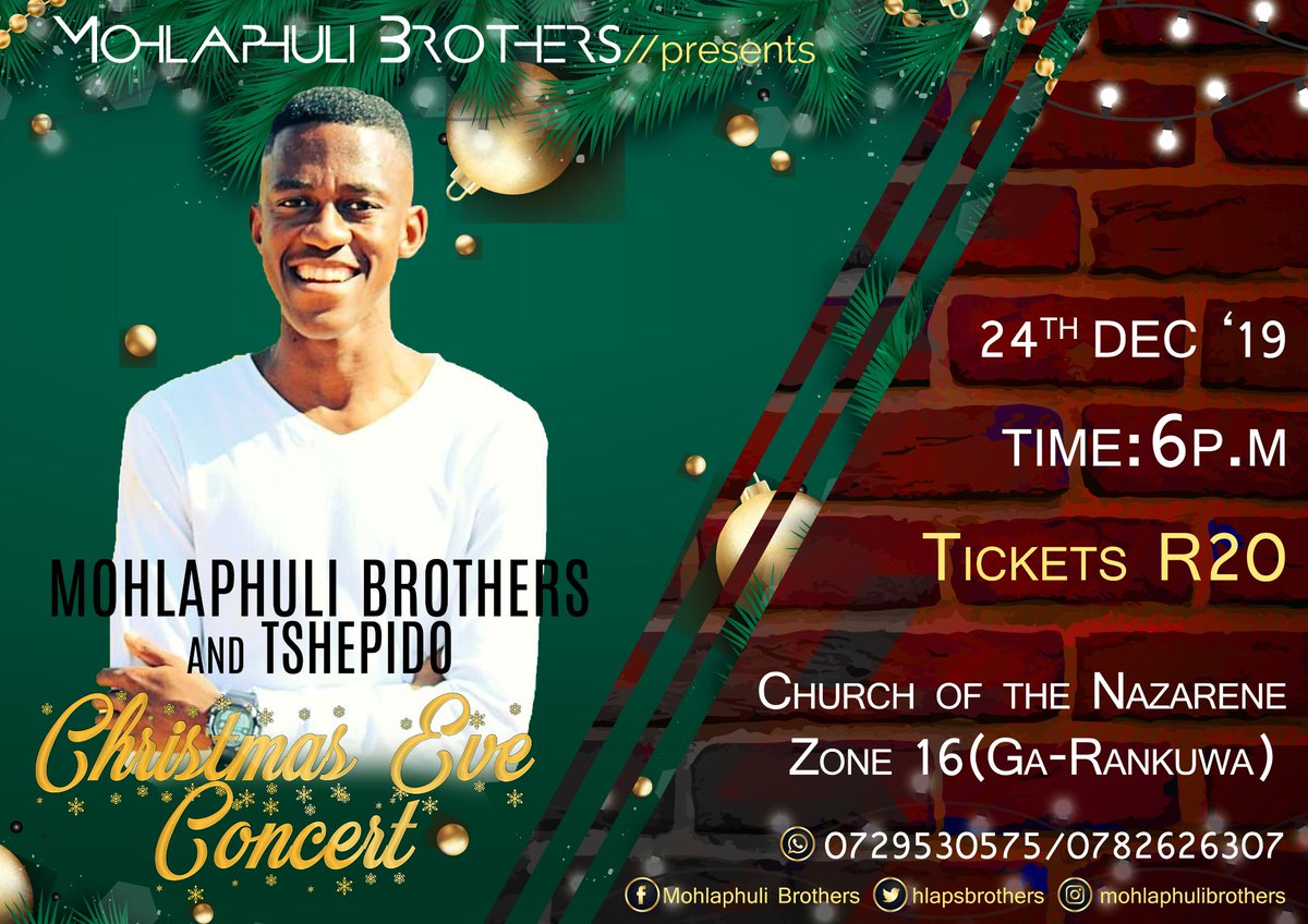 Our friend @Tshep_iido shep_iido will be live at the Christmas Eve Concert. A young talented musician 👐👐
#HlapsBrothers #christmaseveconcert