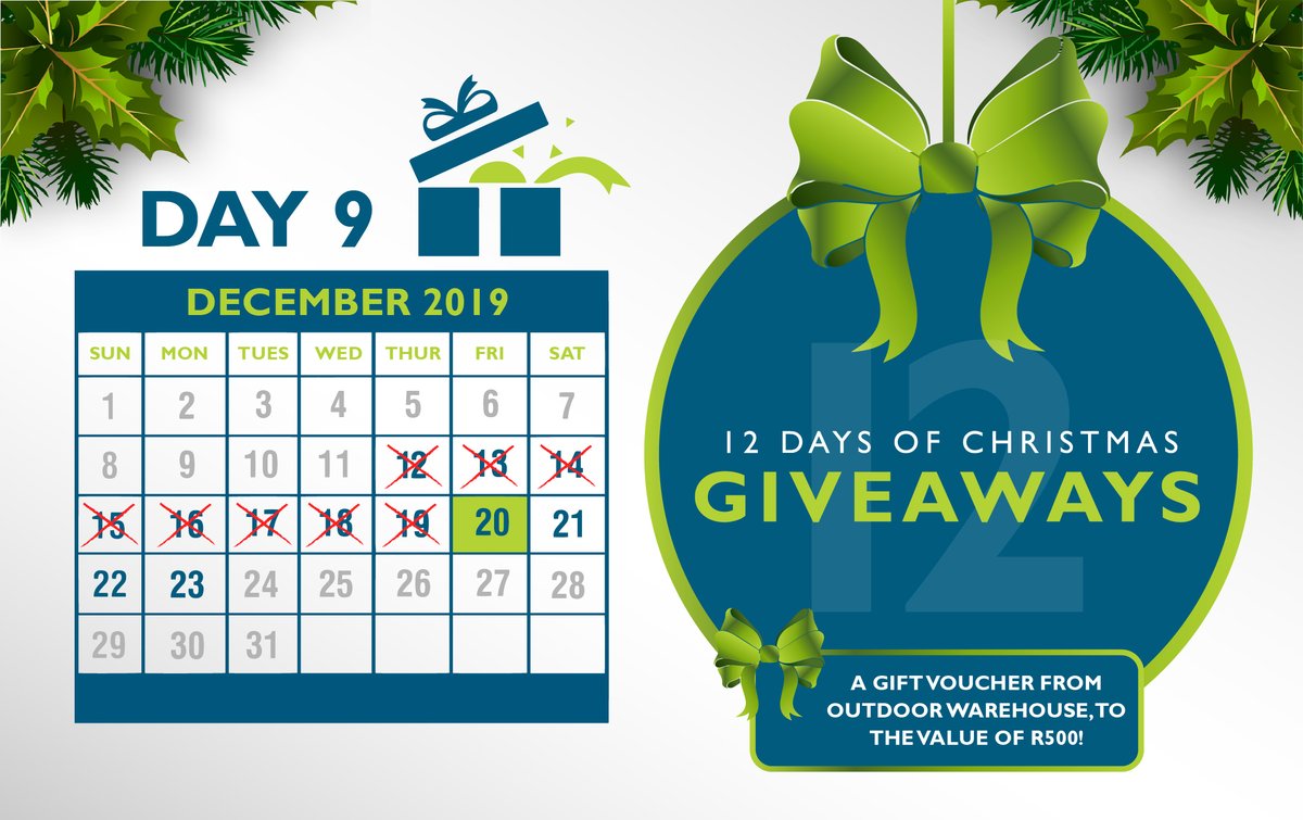 DAY 9 of CapeNature's fantastic 12 days of prize giveaways is now live. Today's prize is a gift voucher from Outdoor Warehouse, to the value of R500! To enter, go to ow.ly/Un2j50xE0QT