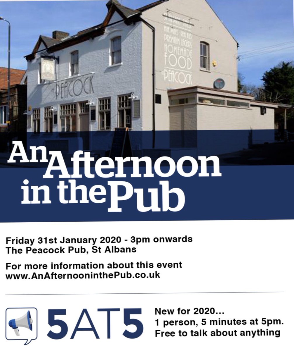 lisabateswallis's tweet photo. New for 2020 An Afternoon in the Pub will be held on the LAST FRIDAY OF EACH MONTH next year we will be launching 5 at 5pm. Find out more on our website @pminthepub @ThePeacockStA @mattbigg the first one of 2020 Friday 31st January from 3pm. Free to attend &amp; everyone is welcome! https://t.co/n0PMmk7WY2