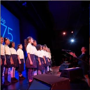 PublicPrep's tweet photo. #FlashbacFriday Ms. Bowling and our Girls Prep Lower East Side Choir sang at Namesake Billie Jean King's 75th birthday party. Ms. Bowling will bring the choir to participate for the 2nd time at the ACDA Honors Choir this spring. Shoutout to Ms. Bowling and our amazing scholars! https://t.co/HJARiz2z6v