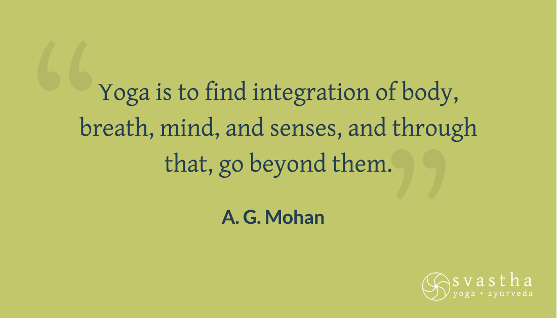 ag_mohan's tweet photo. Yoga ultimately leads us to the experience that our inner self is beyond our body, senses, and mind. The pathway to that transcendence is first through integrating body, senses, and mind. The breath is a vital help on this path. https://t.co/cUjDfcLCfF