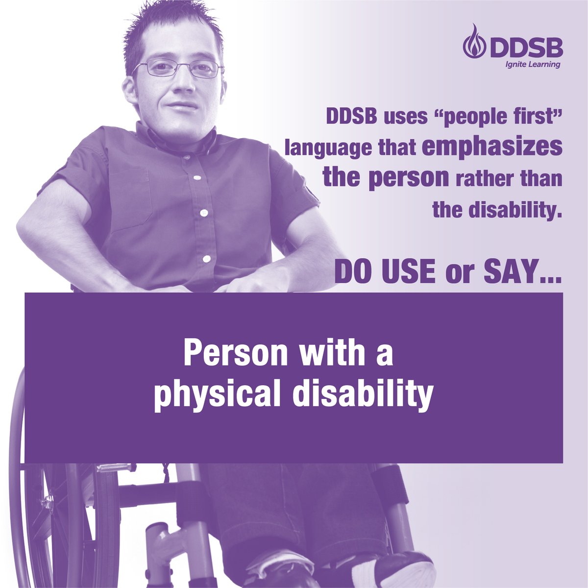 DDSBSchools's tweet photo. Accessibility for Everyone.

The language and images used to portray individuals with disabilities is important in changing perceptions. Choose words that are non-judgmental, non-emotional and are accurate. For more info visit: https://t.co/JKqPYatpNn

#IgniteAccessibility https://t.co/XoyfrbrwYU