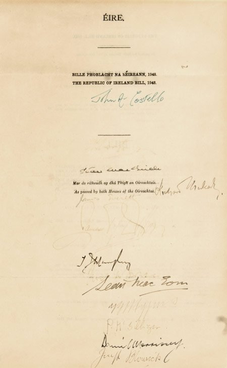 PresidentIRL's tweet photo. #OnThisDay 1948, President Seán T. O'Kelly signed the Republic of Ireland Bill. 

The Bill, formally ending the statutory role of the British monarchy in Ireland, came into force in April 1949. https://t.co/zFDXlP9stV