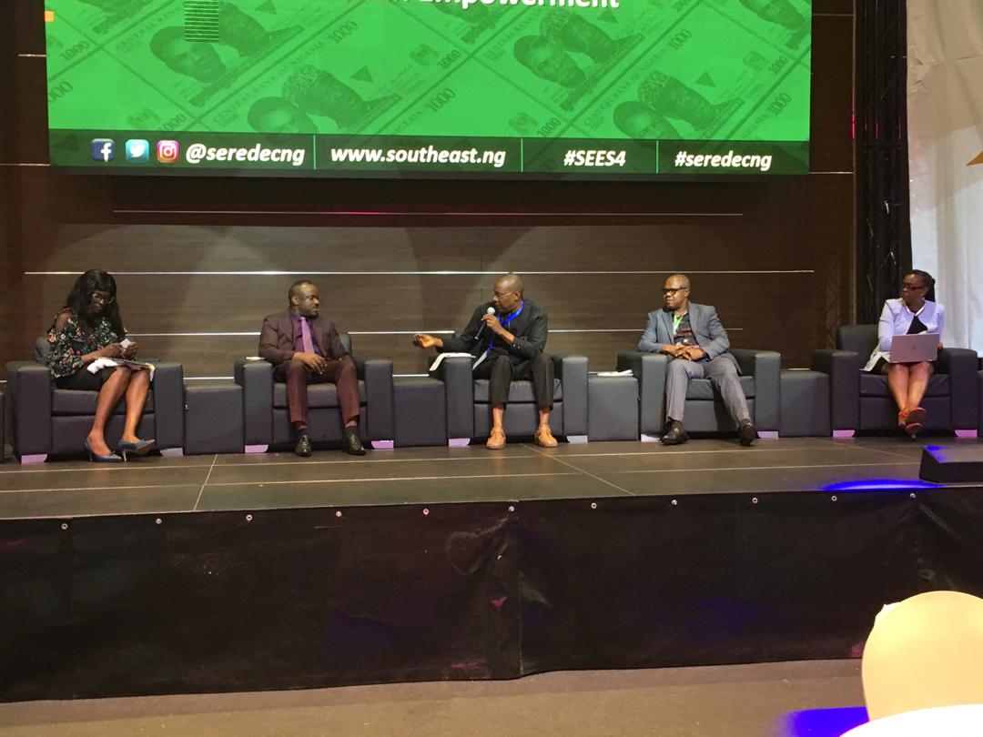 perlnigeria's tweet photo. We need a regional approach to solve the challenge of inaccessibility of loans in the South East - Odo Stephen, Commissioner, Human Capital Development at #SEES4 #seredecng of @seredecng @SegfSecretariat. @DrJoeAbah @DFIDNigeria @UKinNigeria @julietkego https://t.co/iAyXAj4F0p