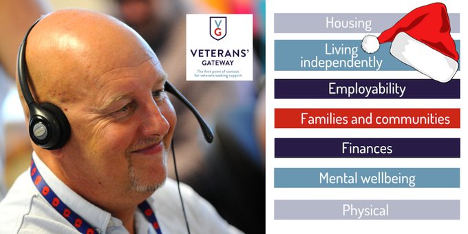 TheDMWS's tweet image. Our partners @Veteransgateway are open on Christmas and New Years day. If you want a chat with an advisor who is a like-minded veteran, contact them 👉veteransgateway.org.uk. @DMWS triage team can also be contacted on 08009993697 over the festive period.