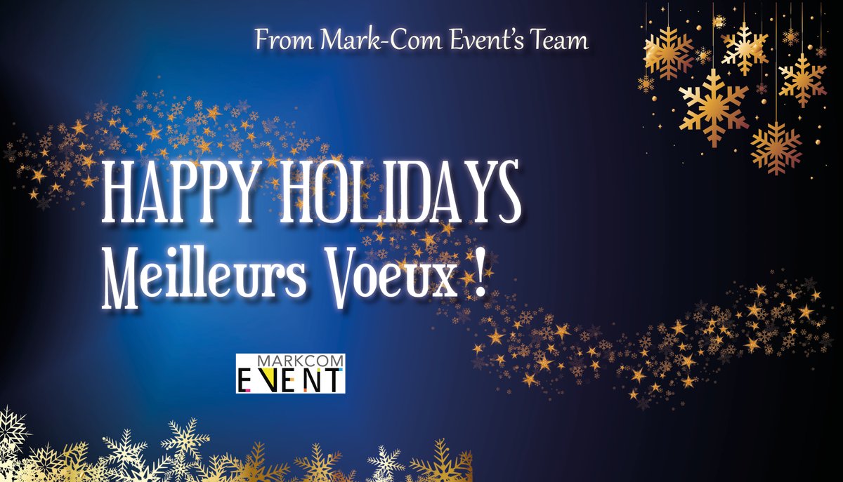 On behalf of the Mark-Com Event team, we wish our #sponsors, #partners and all of you Happy Holidays and Happy New Year! Wishing you an enjoyable and safe break, and we look forward to make more #events with you in 2020.
