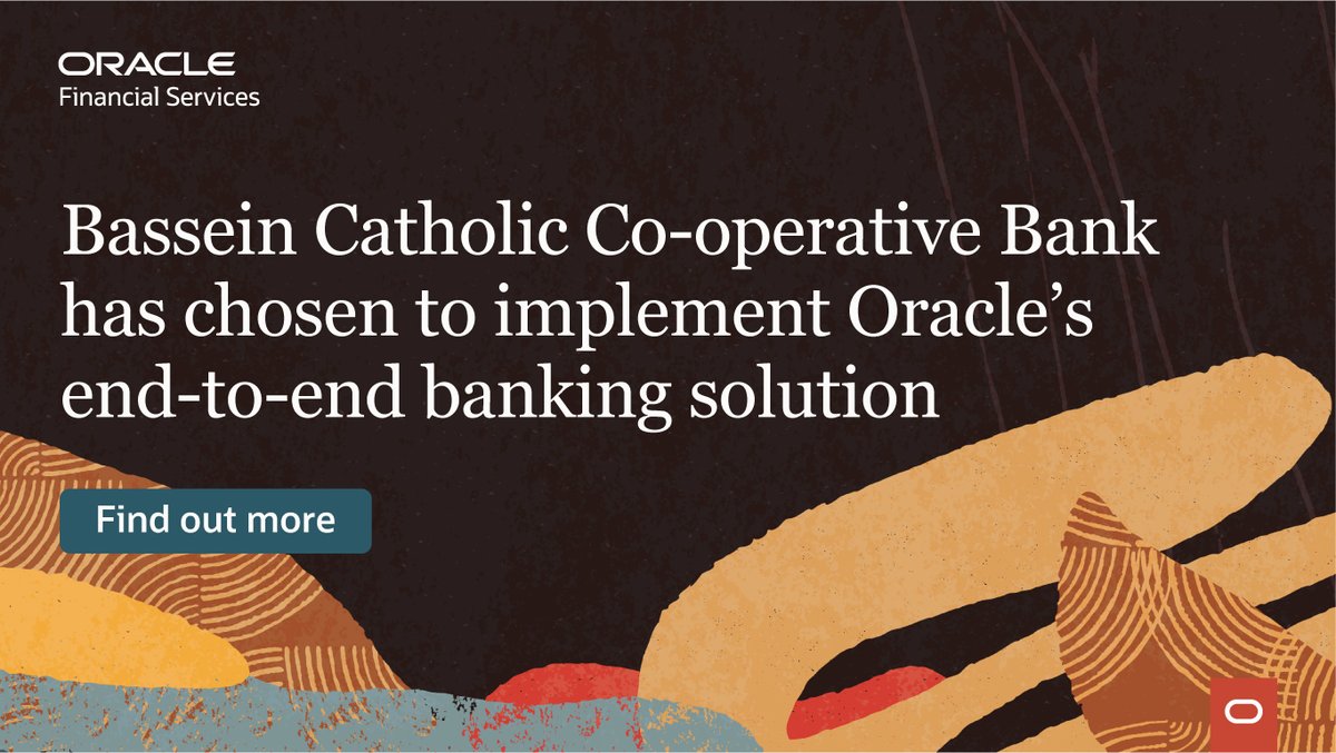 OracleFS's tweet photo. #TeamOracleFS! Number 4 on our 6 things to be thankful for as we #countdown towards #christmas!
#4 of 6 - Bassein Catholic Co-operative Bank from India signs Oracle's end to end banking solution! Read more: https://t.co/HjaQc8NqsX
Thank you #teamOracleFS for a wonderful win! https://t.co/yQmiLPkWZ2