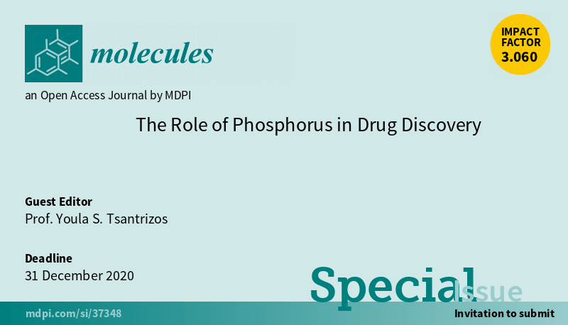 Molecules_MDPI's tweet photo. 📢 New Special Issue Open for Submissions: The Role of Phosphorus in Drug Discovery
✏️ Guest edited by Prof. Youla S. Tsantrizos from McGill University in Canada
🔗 https://t.co/D2VZlVyeBn
📌 #Phosphorus #DrugDiscovery #Synthesis #ToxicityStudies https://t.co/2hqVdKGkhI