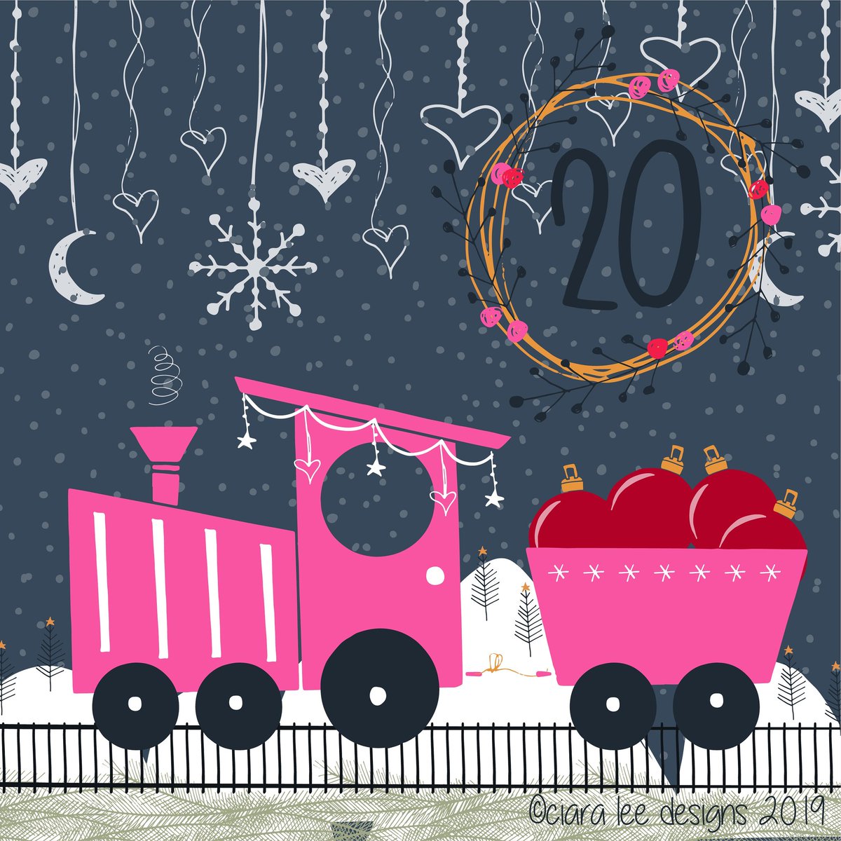 Day 20. Toot toot!! Baubles to be delivered!! #christmascountdown #adventcalendar #christmasillustration #handdrawn #festive #december #makeitindesign #staycolorfullycreative #surfacepatternlife #patternobserver #surfacedesign #seasonal