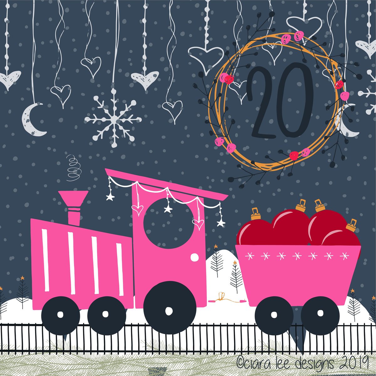 ciaragriffinlee's tweet photo. Day 20. Toot toot!! Baubles to be delivered!! #christmascountdown #adventcalendar #christmasillustration #handdrawn #festive #december #makeitindesign #staycolorfullycreative #surfacepatternlife #patternobserver #surfacedesign #seasonal https://t.co/YixHCcegP0