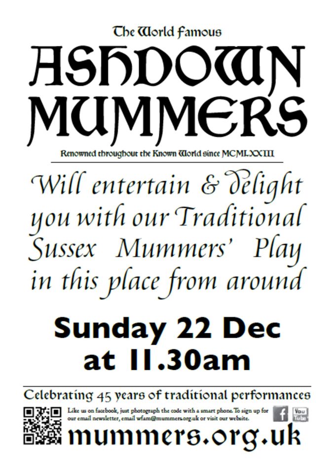 Ashdown Forest Centre Winter Event this Sunday 22nd December from 11:30am to 2:30pm.  Featuring The World Famous Ashdown Mummers, Shalesbrook Morris, Father Christmas, Hot refreshments, lamb stew, Mulled Wine and Ale and more...  #ashdownforest #fatherchristmas #morrisdancing
