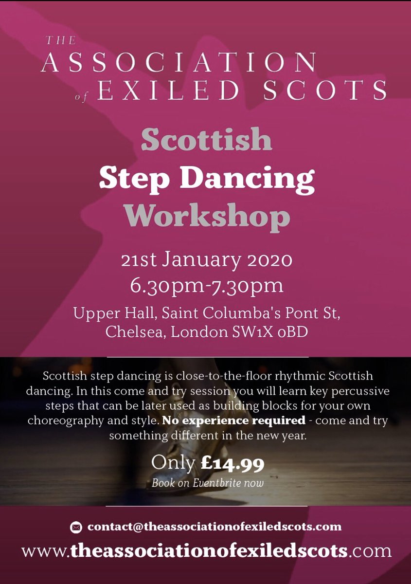 TAoEScots's tweet image. If you’re struggling for some last minute Christmas present inspiration...you can thank us later... 

Come and learn the Scottish Party Trick of a life time with The Association of Exiled Scots
Scottish Step Dancing Workshop

eventbrite.co.uk/e/scottish-ste… #theassociationofexiledscots