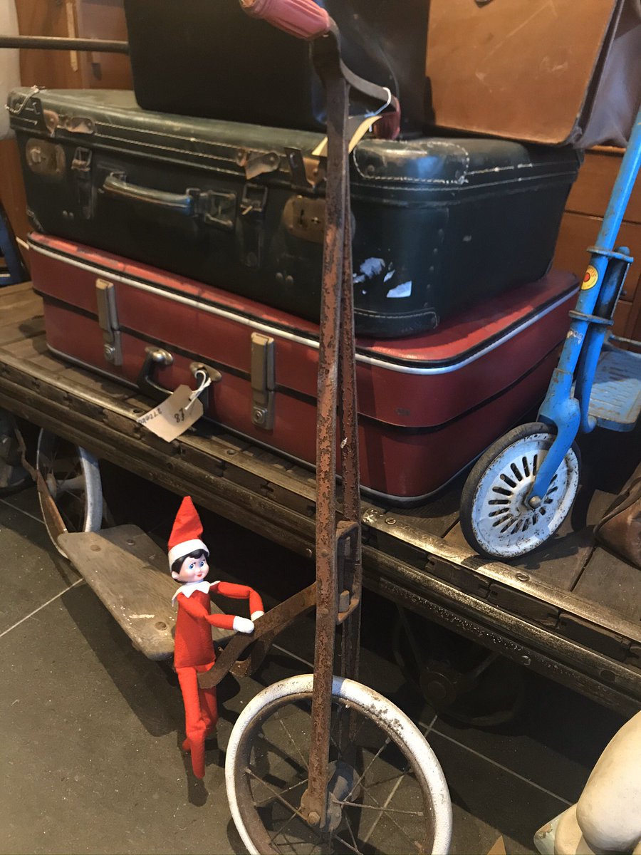 There’s more than one way of getting around our large shop! If there’s a way Betty will find it! #BettyTheBoGroveElf #antiqueshop #arts&amp;crafts #harrogateshopping #shoplocal #shopeco #5sleepstogo #competitionday