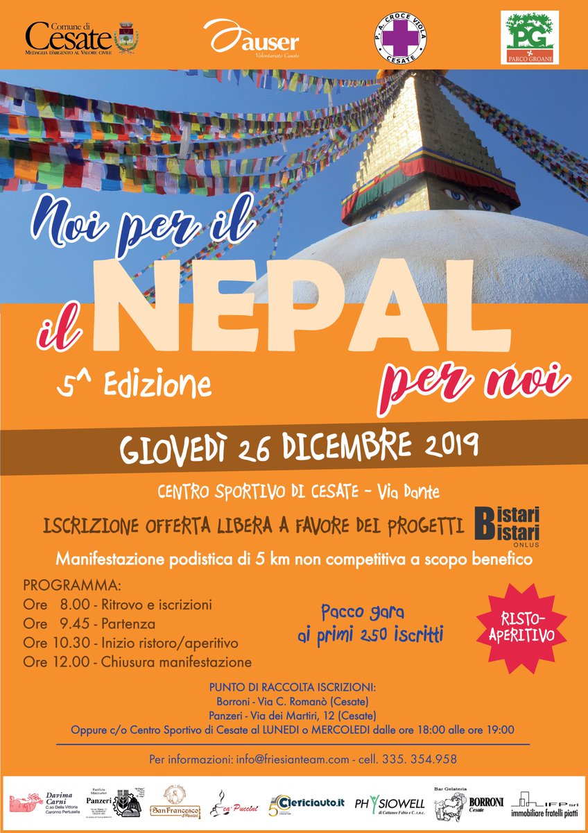 La manifestazione podistica a scopo benefico organizzata da #FriesianTeam a #Cesate giovedì 26 dicembre gode del patrocinio del Parco delle Groane. #running